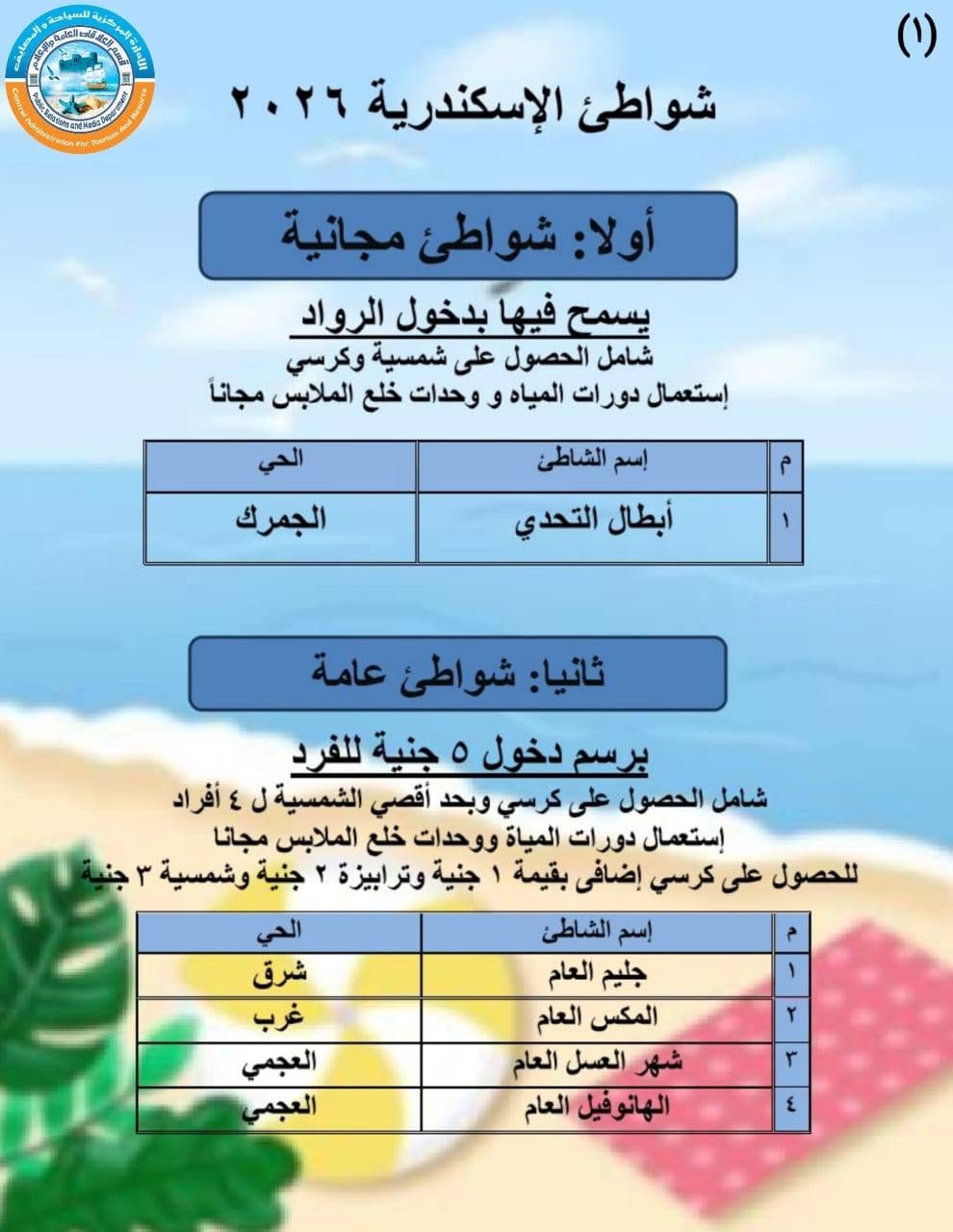 شواطئ مجانية وعامة شواطئ مجانية وعامة